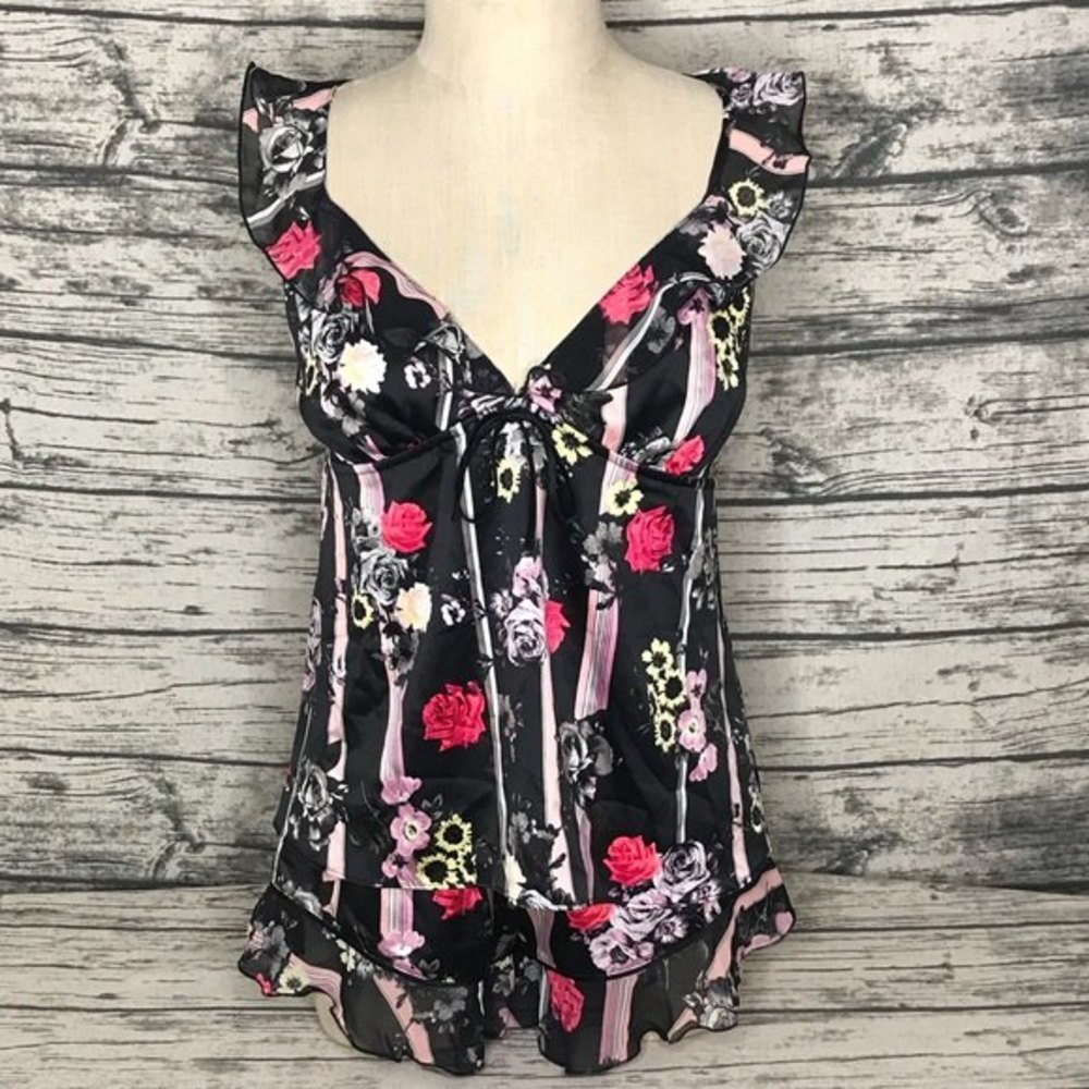 Victoria Secret Ruffle Satin Tank Top S & Shorts M